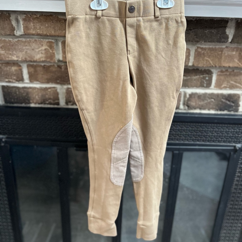 Tuff Rider horseback riding pants girls sz 8 brown w/patches. Good condition
